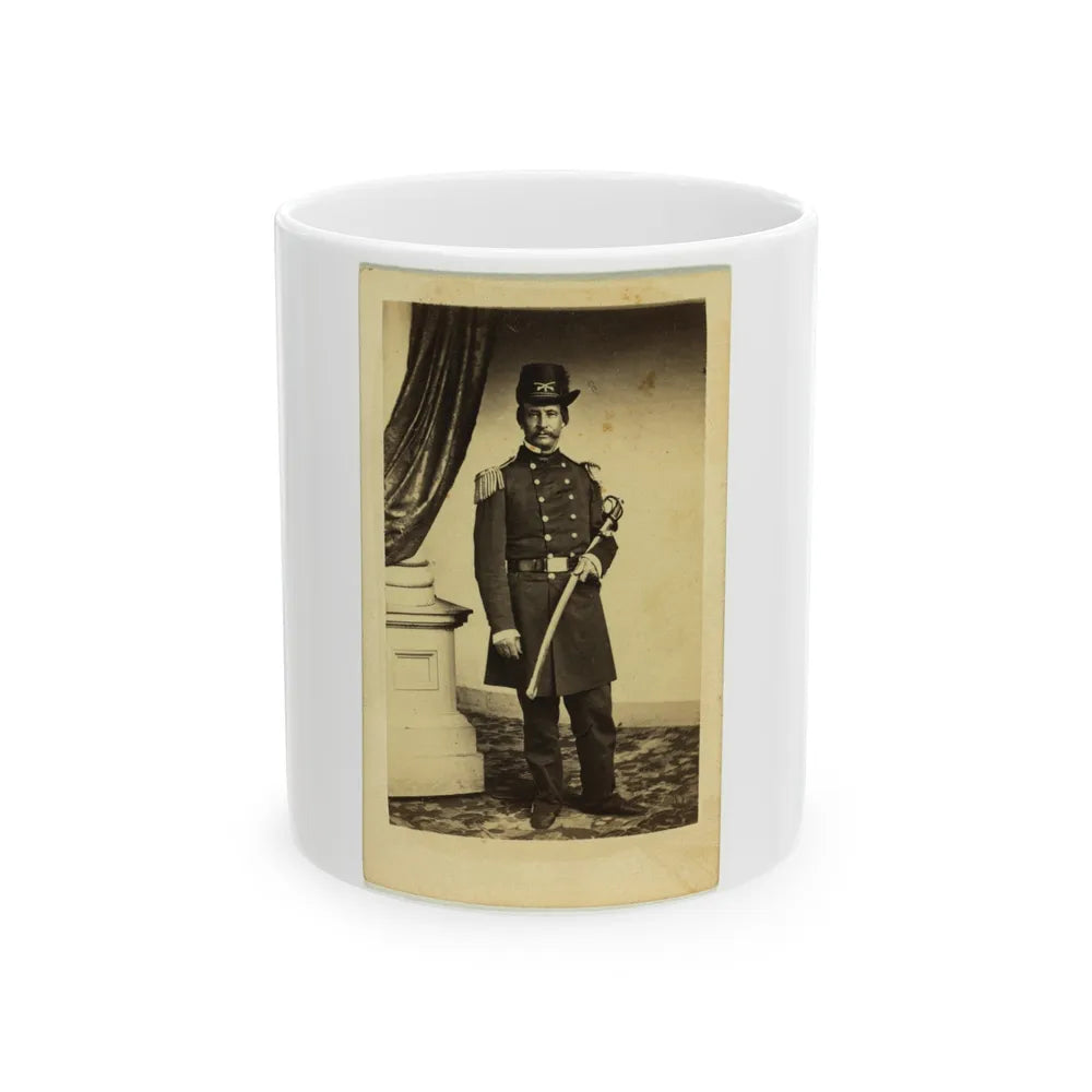 Officer David Hunter, Full-Length Portrait In Full Military Dress, Standing, Holding Sword, Facing Front (U.S. Civil War) White Coffee Mug-11oz-Go Mug Yourself