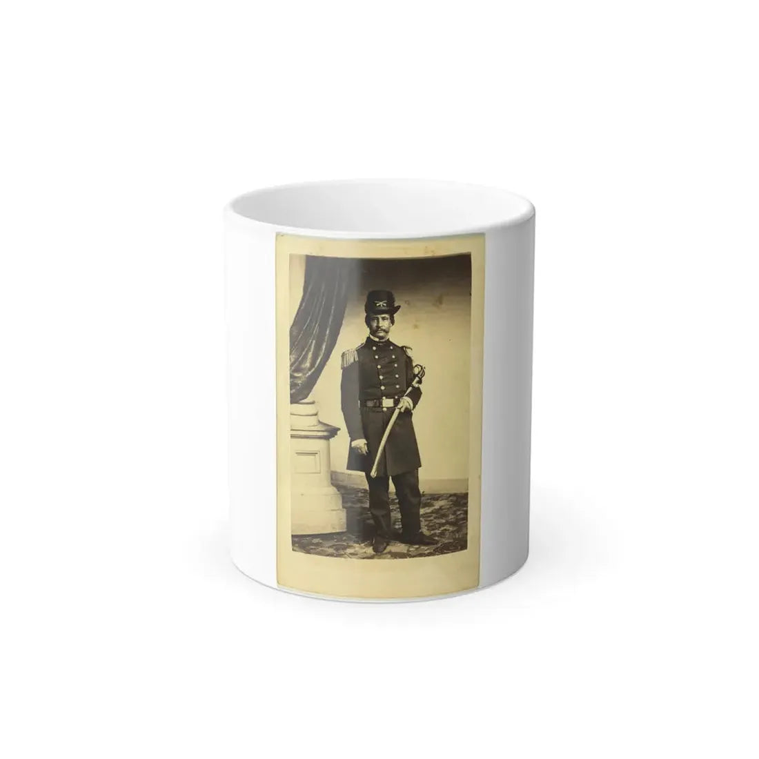 Officer David Hunter, Full-Length Portrait in Full Military Dress, Standing, Holding Sword, Facing Front (U.S. Civil War) Color Changing Coffee Mug 11oz Default Title 11oz - Go Mug Yourself