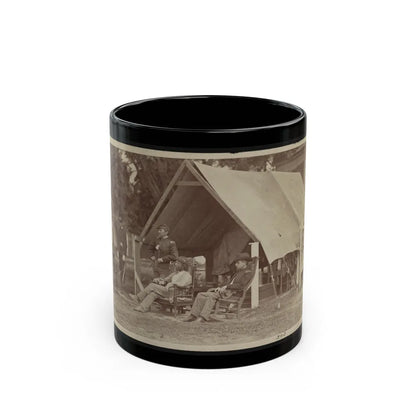 Officers Relaxing Outside A Tent (U.S. Civil War) Black Coffee Mug-11oz-Go Mug Yourself