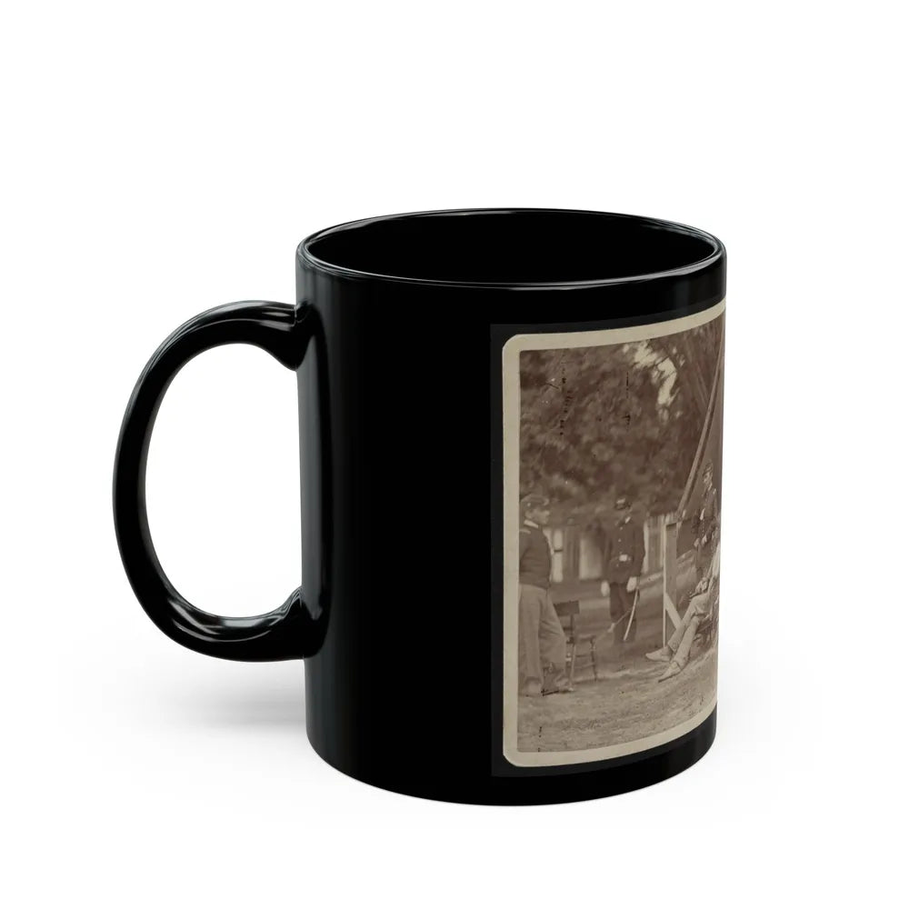 Officers Relaxing Outside A Tent (U.S. Civil War) Black Coffee Mug-Go Mug Yourself