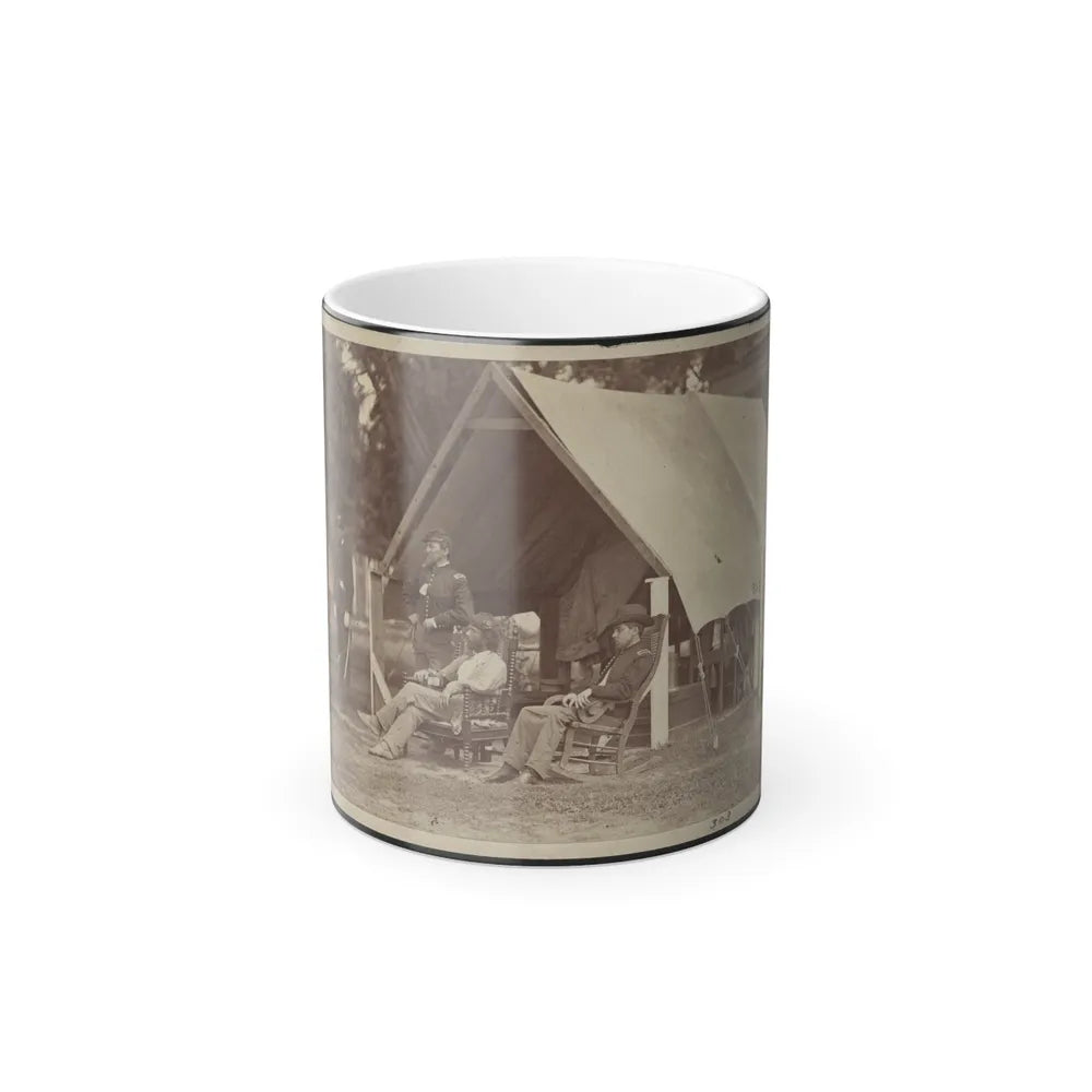 Officers Relaxing Outside a Tent (U.S. Civil War) Color Changing Coffee Mug 11oz-11oz-Go Mug Yourself