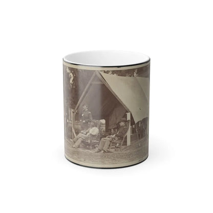 Officers Relaxing Outside a Tent (U.S. Civil War) Color Changing Coffee Mug 11oz-11oz-Go Mug Yourself