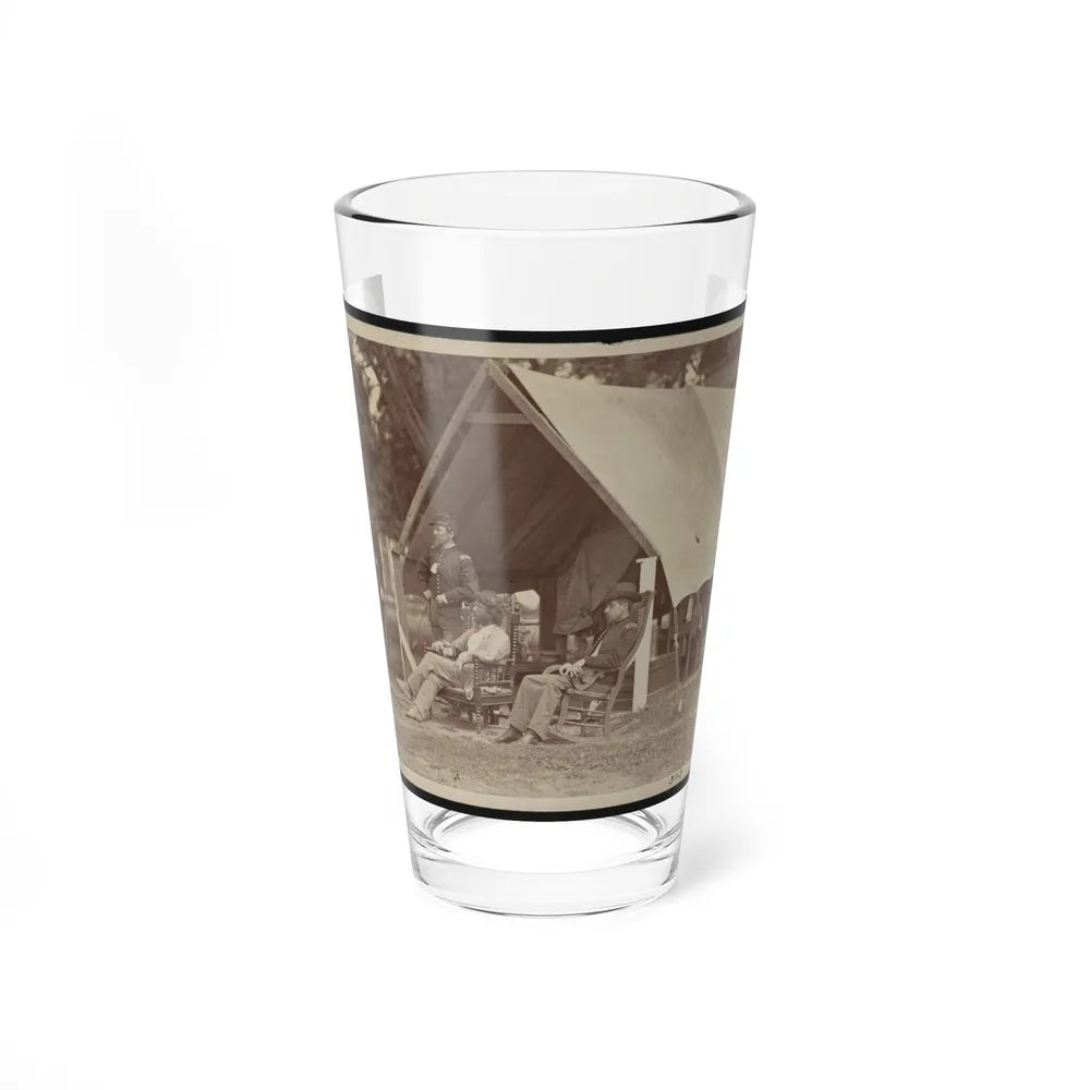 Officers Relaxing Outside A Tent (U.S. Civil War) Pint Glass 16oz-16oz-Go Mug Yourself