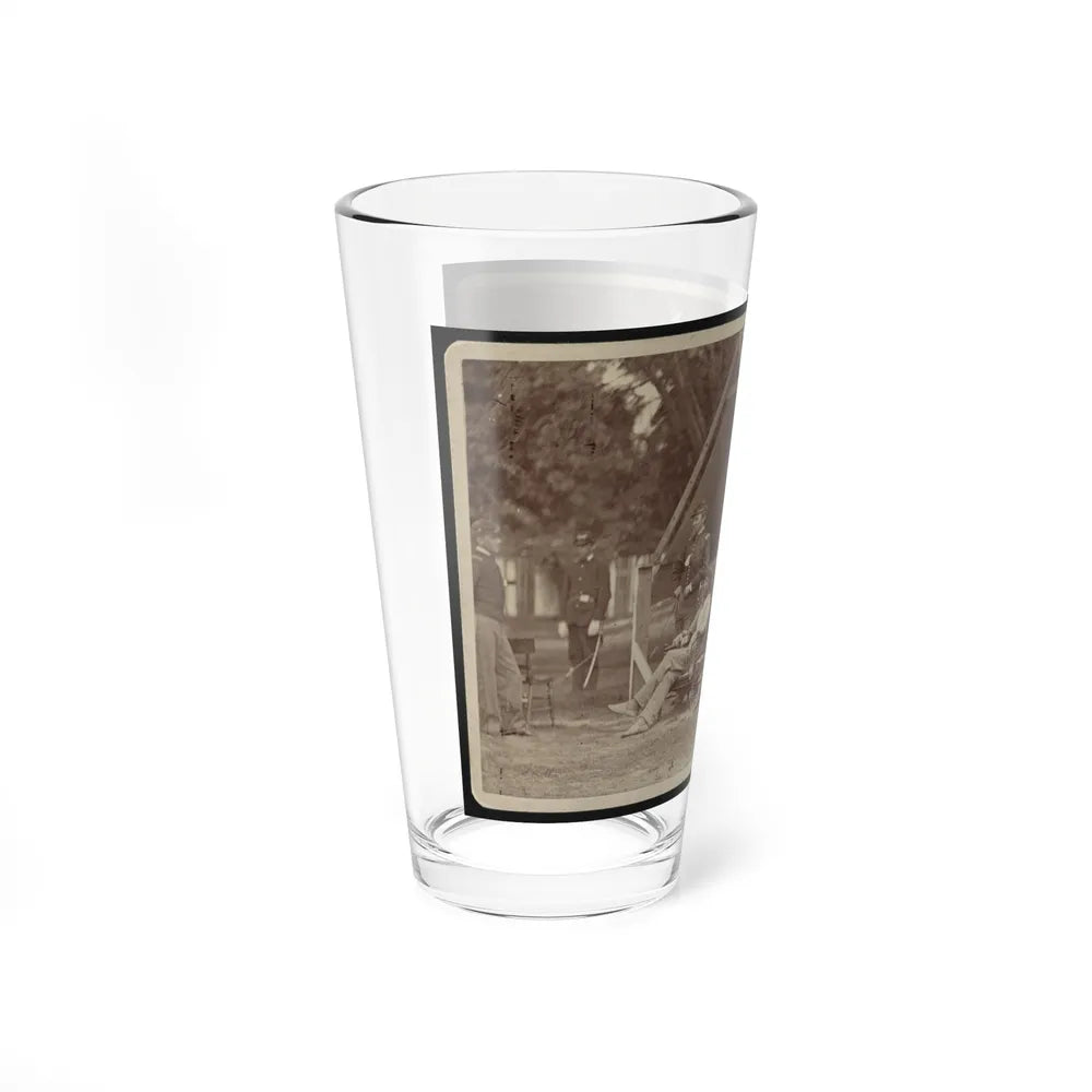 Officers Relaxing Outside A Tent (U.S. Civil War) Pint Glass 16oz-Go Mug Yourself