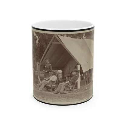 Officers Relaxing Outside A Tent (U.S. Civil War) White Coffee Mug-11oz-Go Mug Yourself