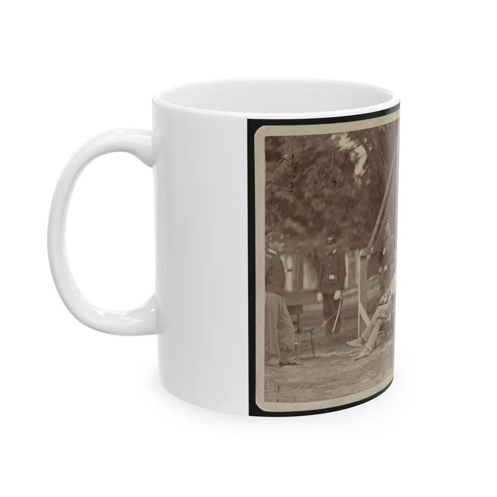 Officers Relaxing Outside A Tent (U.S. Civil War) White Coffee Mug-Go Mug Yourself