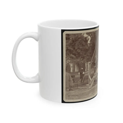 Officers Relaxing Outside A Tent (U.S. Civil War) White Coffee Mug-Go Mug Yourself