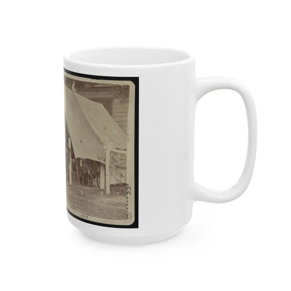 Officers Relaxing Outside A Tent (U.S. Civil War) White Coffee Mug-Go Mug Yourself