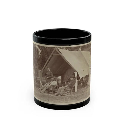 Officers Relaxing Outside A Tent (U.S. Civil War) Black Coffee Mug 11oz - Go Mug Yourself