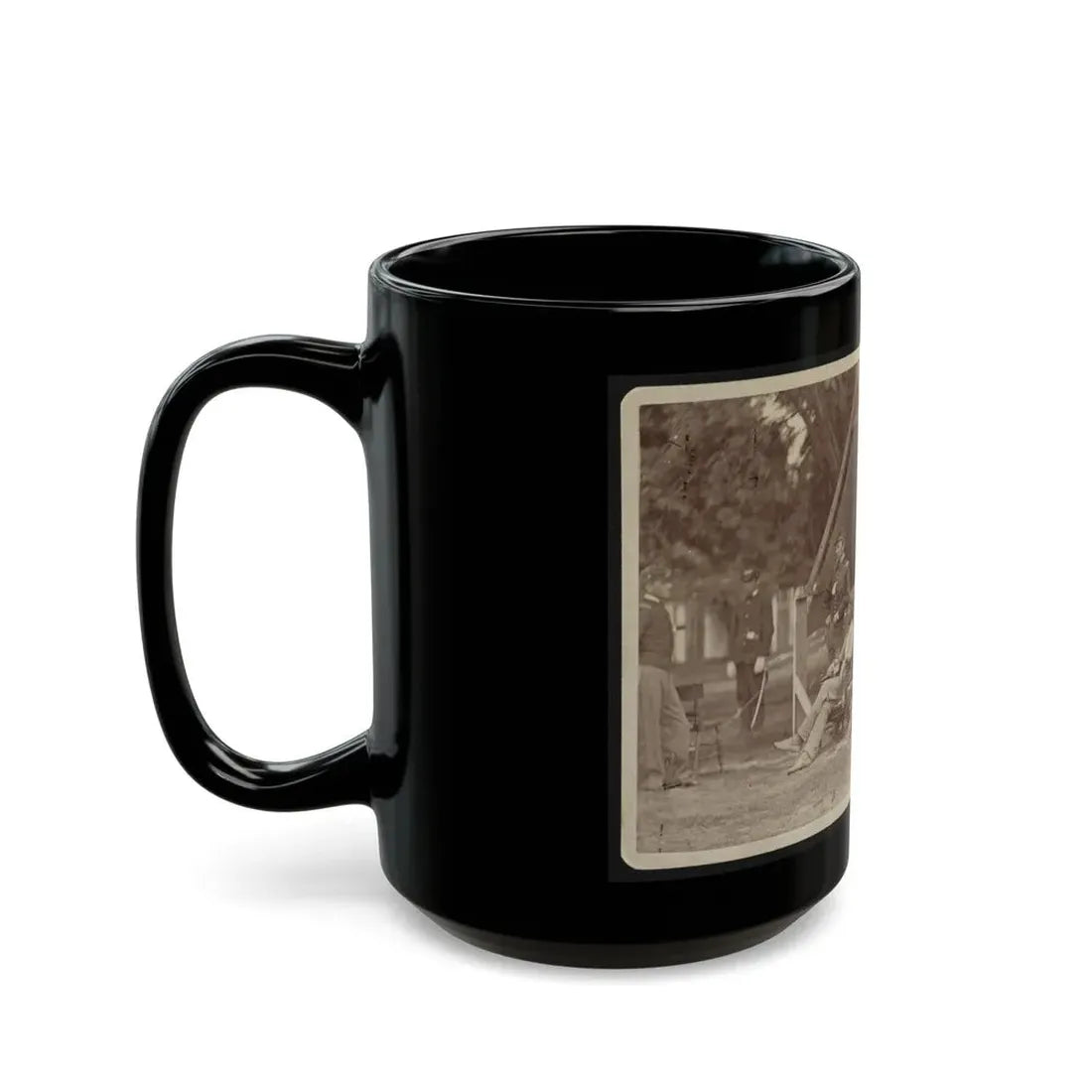 Officers Relaxing Outside A Tent (U.S. Civil War) Black Coffee Mug - Go Mug Yourself