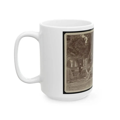 Officers Relaxing Outside A Tent (U.S. Civil War) White Coffee Mug - Go Mug Yourself