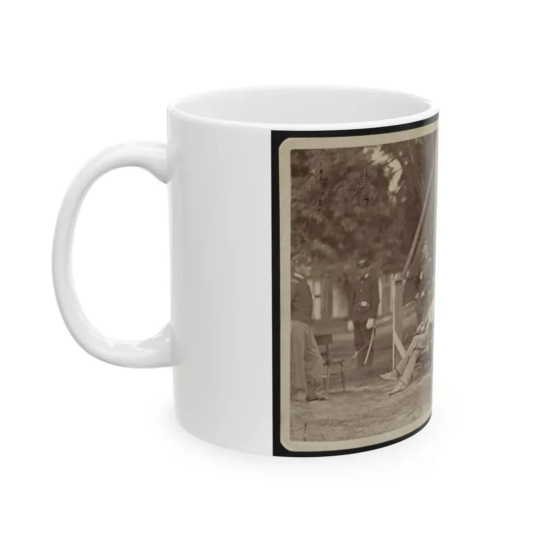 Officers Relaxing Outside A Tent (U.S. Civil War) White Coffee Mug - Go Mug Yourself