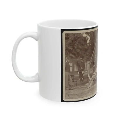 Officers Relaxing Outside A Tent (U.S. Civil War) White Coffee Mug - Go Mug Yourself
