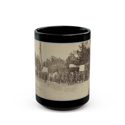 Officers Stand In Line By A Flagpole (U.S. Civil War) Black Coffee Mug-15oz-Go Mug Yourself