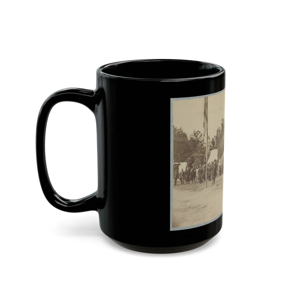 Officers Stand In Line By A Flagpole (U.S. Civil War) Black Coffee Mug-Go Mug Yourself