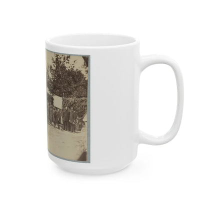 Officers Stand In Line By A Flagpole (U.S. Civil War) White Coffee Mug-Go Mug Yourself