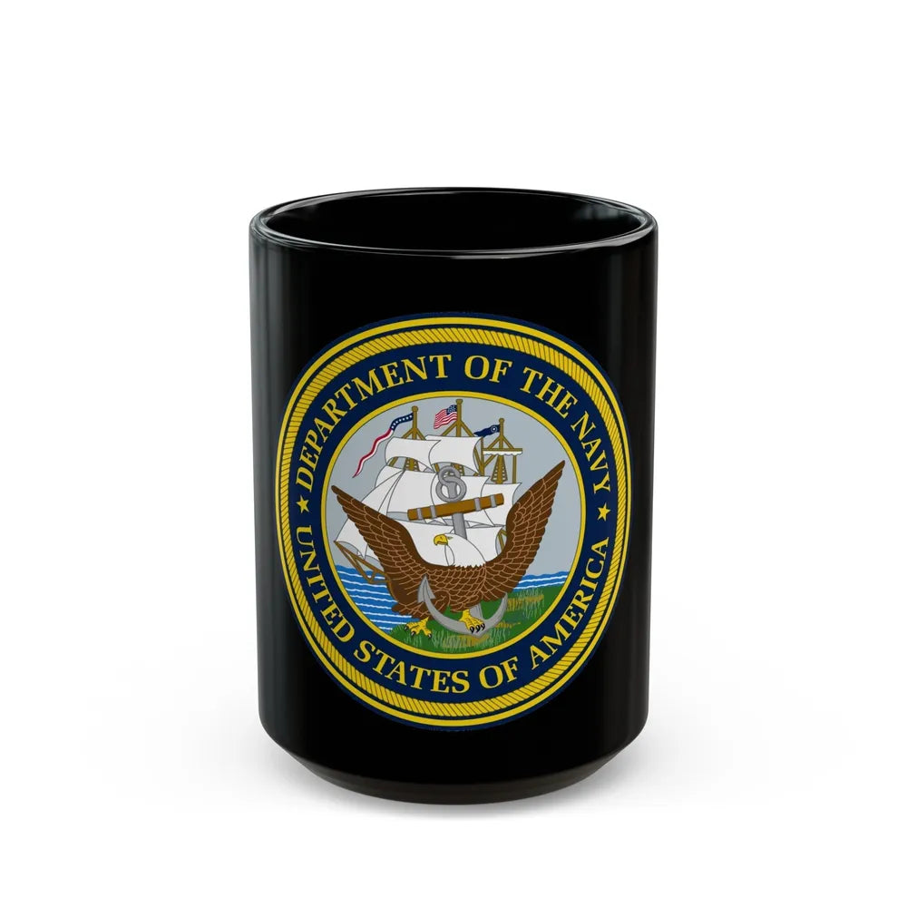 Official Seal of the Department of the Navy (U.S. Navy) Black Coffee Mug-15oz-Go Mug Yourself