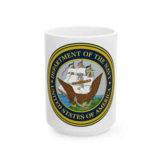 Official Seal of the Department of the Navy (U.S. Navy) White Coffee Mug 15oz - Go Mug Yourself