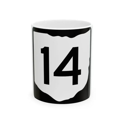 OH-14 (Ohio) (Road Sign) White Coffee Mug 11oz - Go Mug Yourself