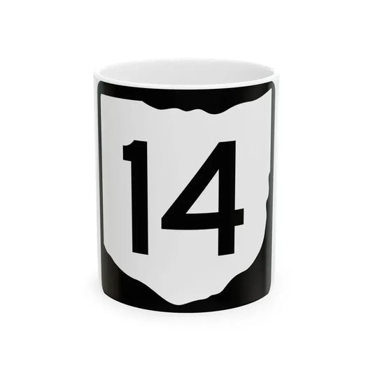 OH-14 (Ohio) (Road Sign) White Coffee Mug 11oz - Go Mug Yourself