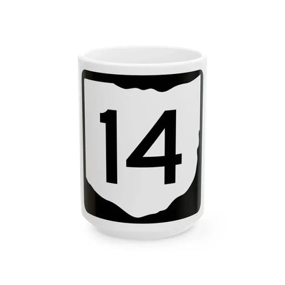 OH-14 (Ohio) (Road Sign) White Coffee Mug 15oz - Go Mug Yourself