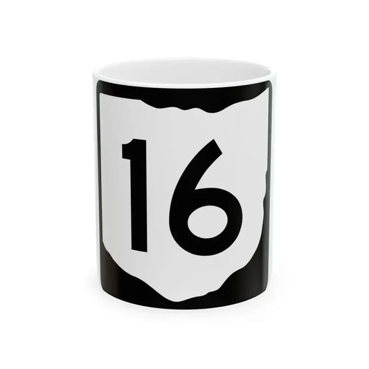 OH-16 (Ohio) (Road Sign) White Coffee Mug 11oz - Go Mug Yourself