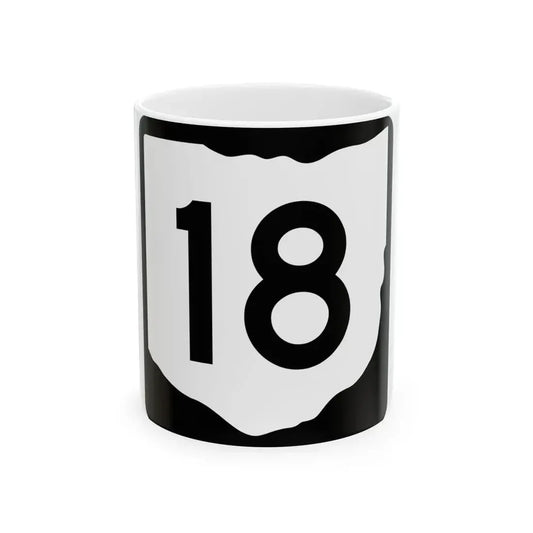 OH-18 (Ohio) (Road Sign) White Coffee Mug 11oz - Go Mug Yourself