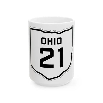 OH-21 1927 (Ohio) (Road Sign) White Coffee Mug 15oz - Go Mug Yourself