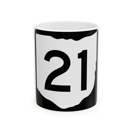 OH-21 (Ohio) (Road Sign) White Coffee Mug 11oz - Go Mug Yourself