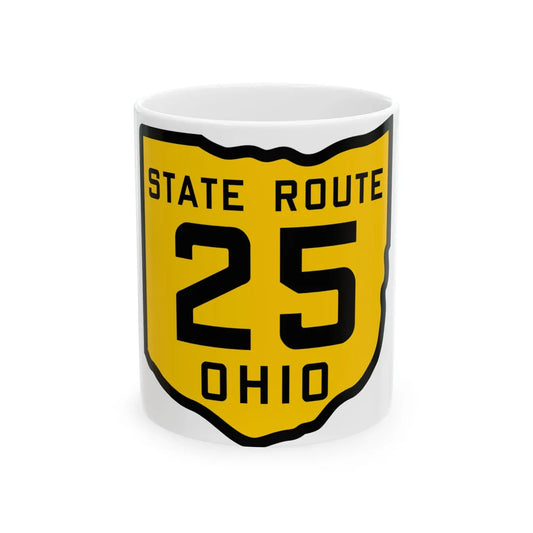 OH-25 1920 (Ohio) (Road Sign) White Coffee Mug 11oz - Go Mug Yourself