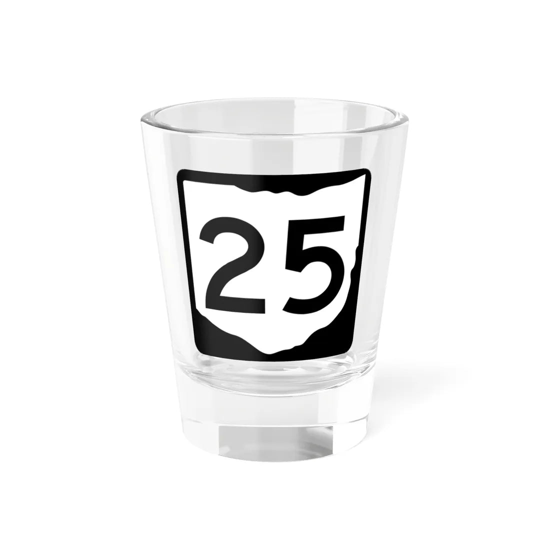 OH-25 (Ohio) (Road Sign) Shot Glass 1.5oz 1.5oz - Go Mug Yourself