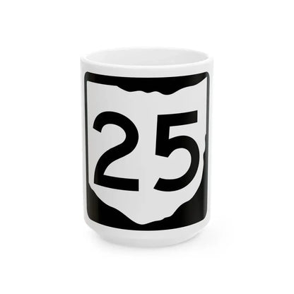OH-25 (Ohio) (Road Sign) White Coffee Mug 15oz - Go Mug Yourself