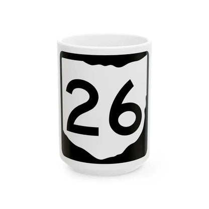 OH-26 (Ohio) (Road Sign) White Coffee Mug 15oz - Go Mug Yourself