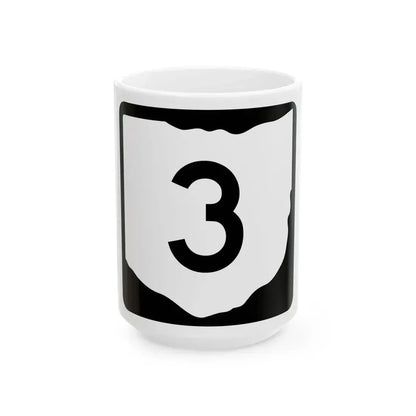 OH-3 (Ohio) (Road Sign) White Coffee Mug 15oz - Go Mug Yourself