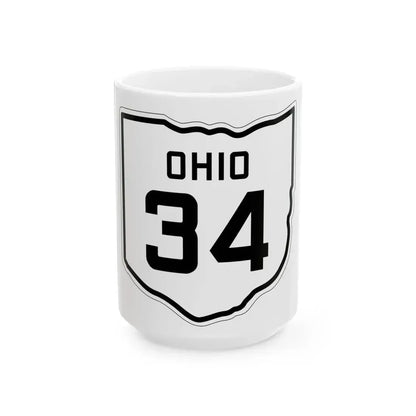 OH-34 1927 (Ohio) (Road Sign) White Coffee Mug 15oz - Go Mug Yourself