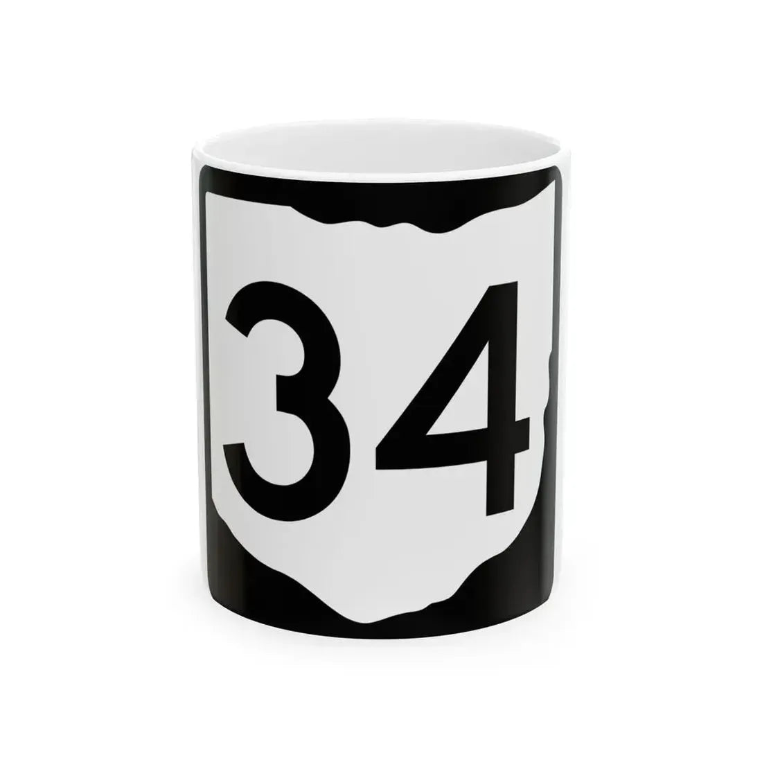 OH-34 (Ohio) (Road Sign) White Coffee Mug 11oz - Go Mug Yourself