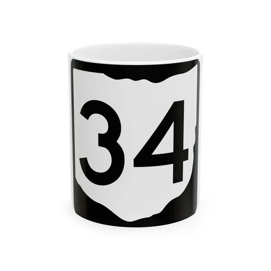 OH-34 (Ohio) (Road Sign) White Coffee Mug 11oz - Go Mug Yourself