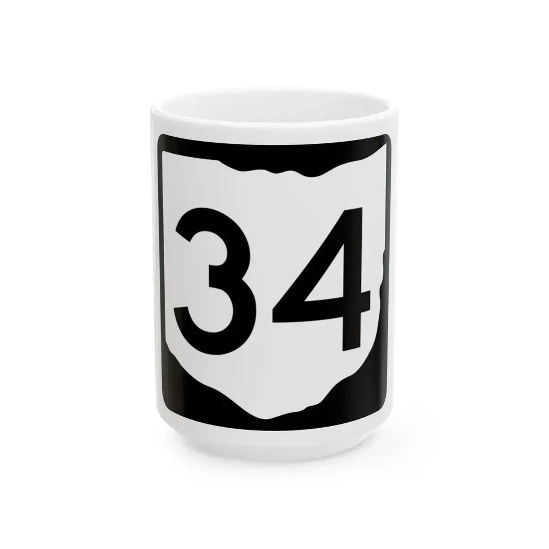 OH-34 (Ohio) (Road Sign) White Coffee Mug 15oz - Go Mug Yourself