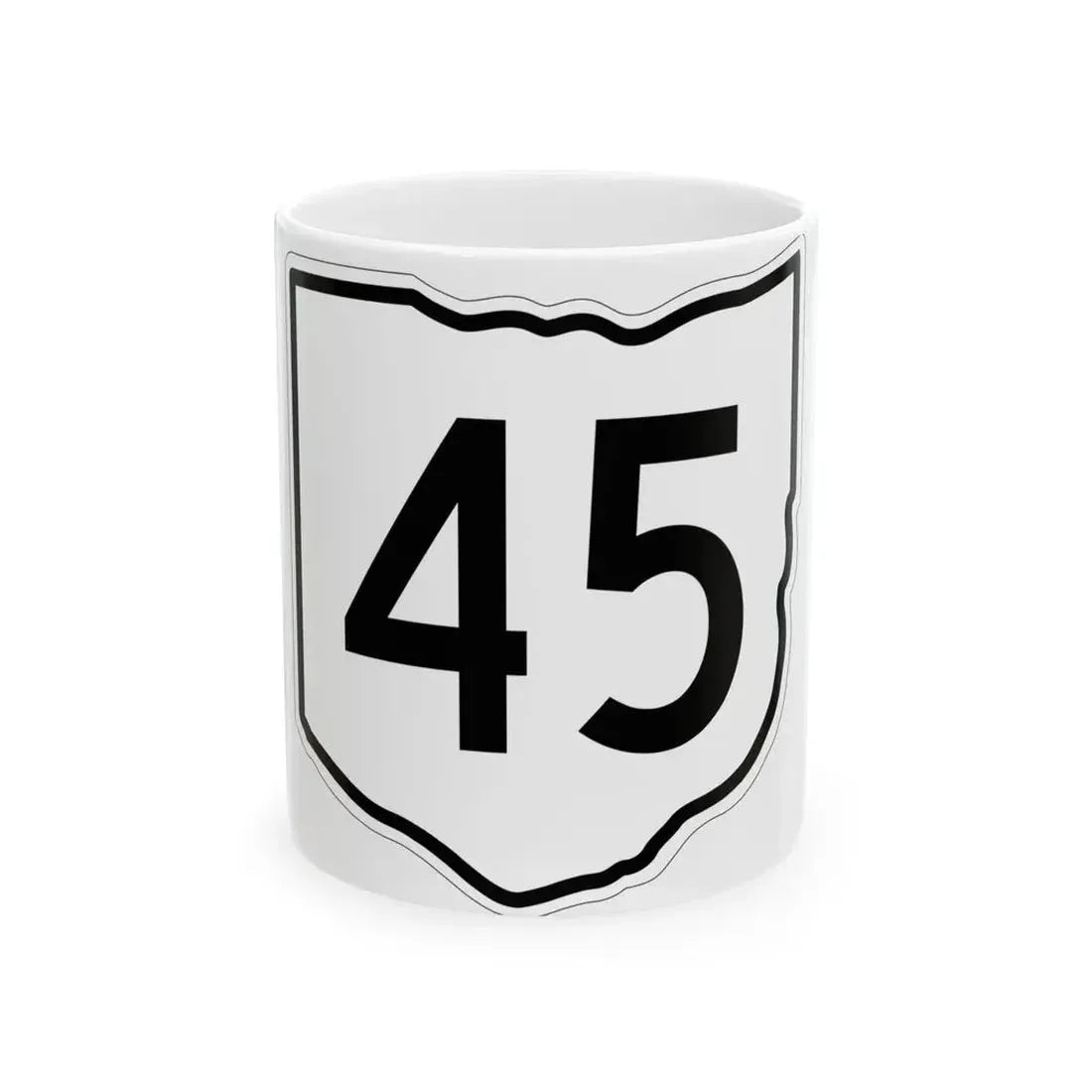 OH-45 1960 (Ohio) (Road Sign) White Coffee Mug 11oz - Go Mug Yourself