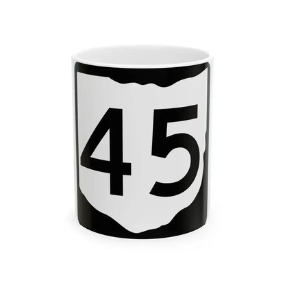 OH-45 (Ohio) (Road Sign) White Coffee Mug 11oz - Go Mug Yourself