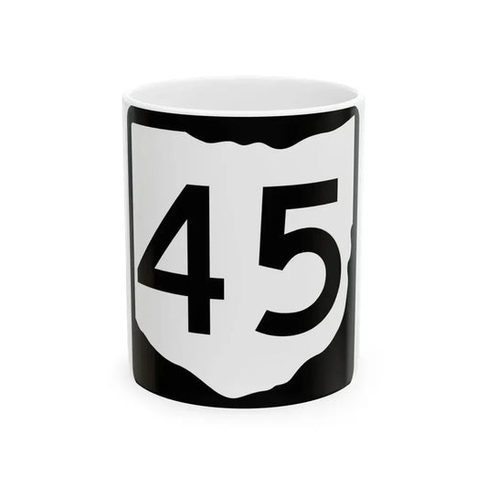OH-45 (Ohio) (Road Sign) White Coffee Mug 11oz - Go Mug Yourself