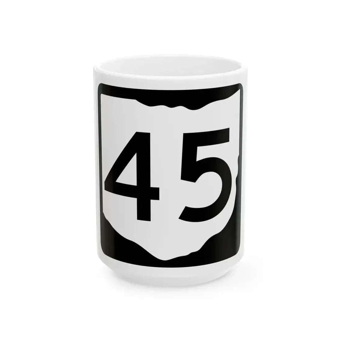 OH-45 (Ohio) (Road Sign) White Coffee Mug 15oz - Go Mug Yourself