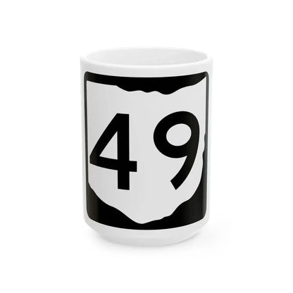 OH-49 (Ohio) (Road Sign) White Coffee Mug 15oz - Go Mug Yourself