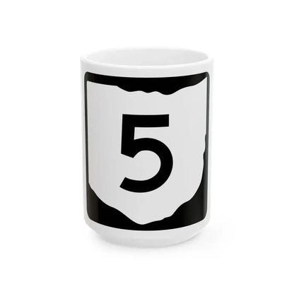 OH-5 (Ohio) (Road Sign) White Coffee Mug 15oz - Go Mug Yourself