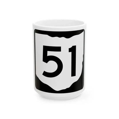 OH-51 (Ohio) (Road Sign) White Coffee Mug 15oz - Go Mug Yourself