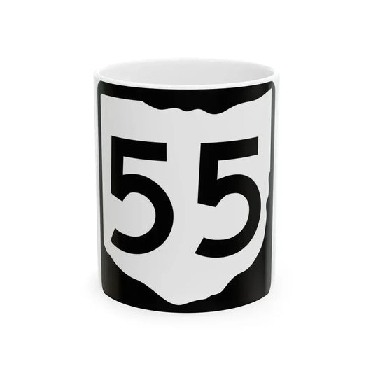 OH-55 (Ohio) (Road Sign) White Coffee Mug 11oz - Go Mug Yourself