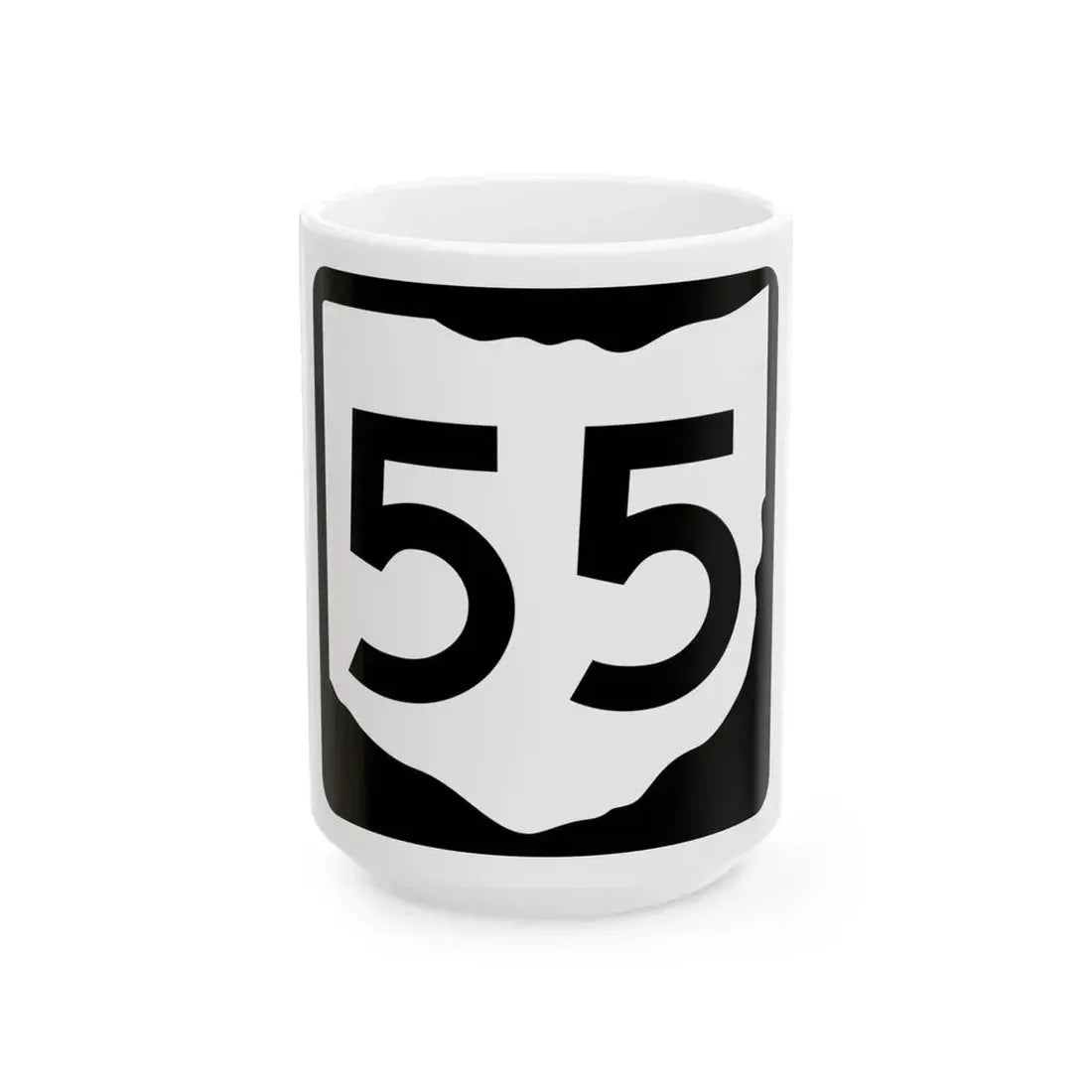 OH-55 (Ohio) (Road Sign) White Coffee Mug 15oz - Go Mug Yourself