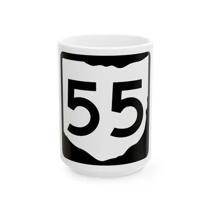 OH-55 (Ohio) (Road Sign) White Coffee Mug 15oz - Go Mug Yourself