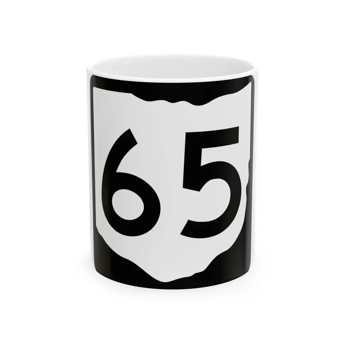 OH-65 (Ohio) (Road Sign) White Coffee Mug 11oz - Go Mug Yourself