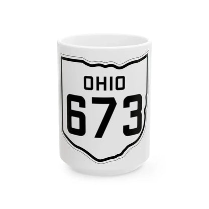 OH-673 1927 (Ohio) (Road Sign) White Coffee Mug 15oz - Go Mug Yourself